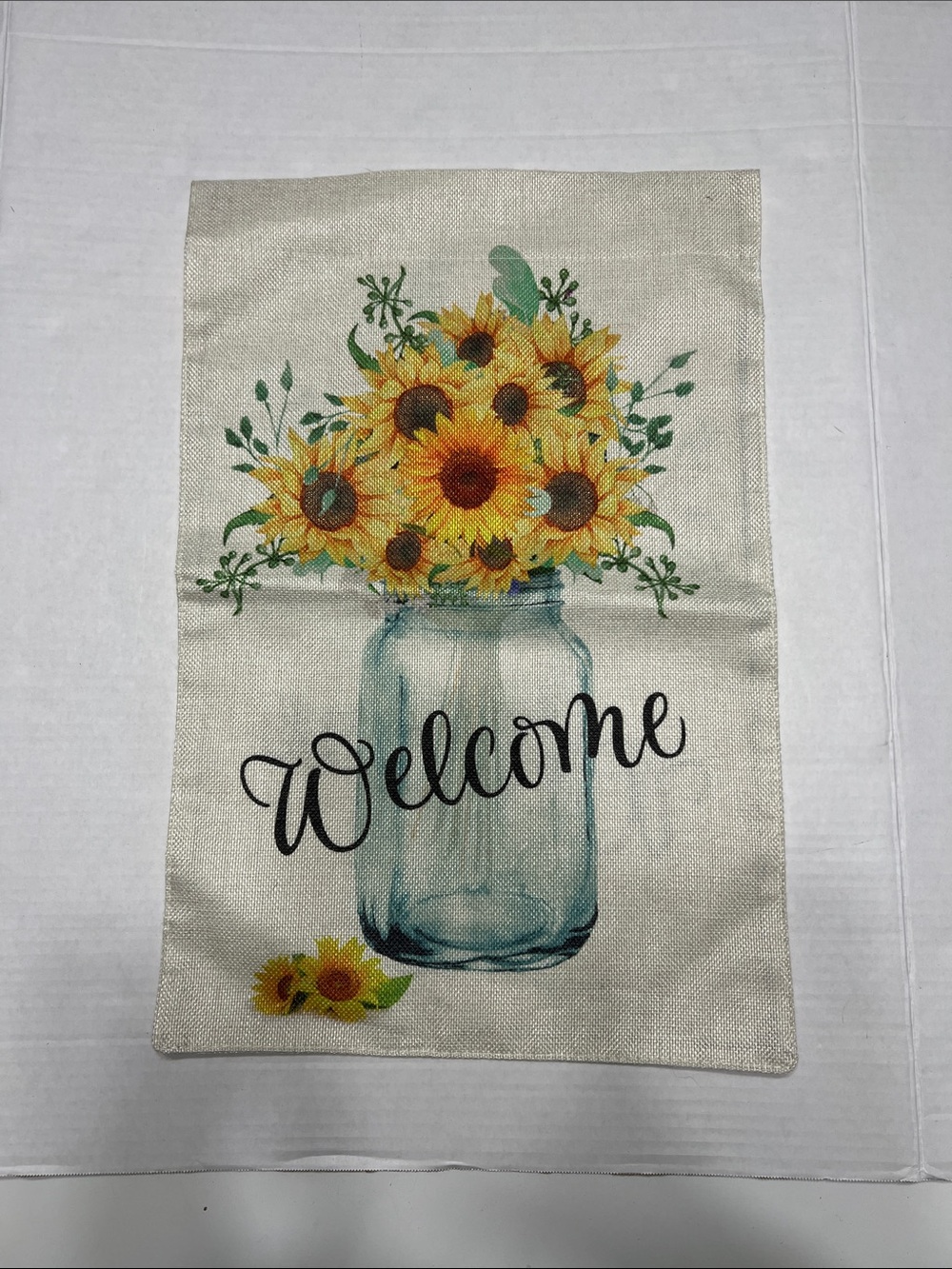 Sunflower Mason Jar "Welcome" Flag